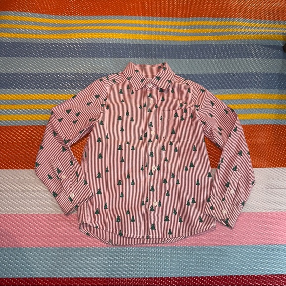The Children's Place Red White Striped Button Down Shirt Boys Kids Size 5/6 - Picture 1 of 3